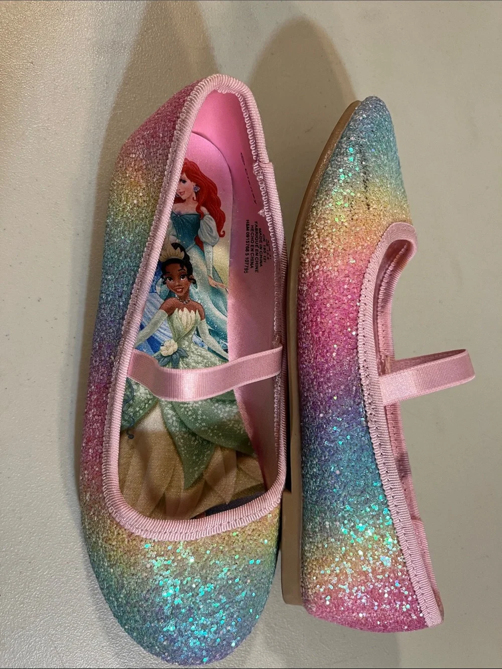 H&M Girls' Pink Glitter Disney Princess Ballet Flats